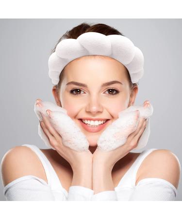 2Pcs Spa Headband for Women - White Terry Towel Cloth Fabric Hair Band for Makeup, Skincare, and Shower - Facial Padded Hair Accessory - Buy Online on GoSupps.com