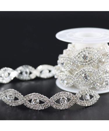 Jerler 1 Yard Crystal 2mm Rhinestone Trim Chain Applique for Sewing Crafts - Elegant DIY Wedding Party Decoration - Buy Online on GoSupps.com