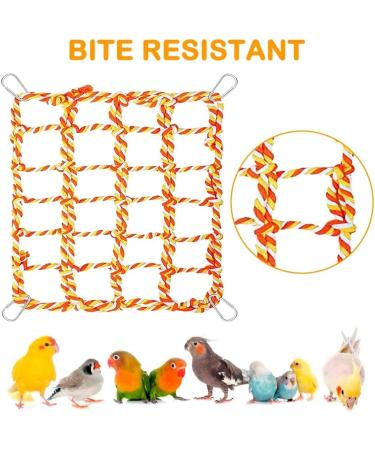 Bird Rope Climbing Network Hammock Swing for Small Pets | Cotton Climbing Rope with 4 Hooks for Rats Hamsters and Ferrets - 27.9 x 20.1cm Green - Buy Online on GoSupps.com