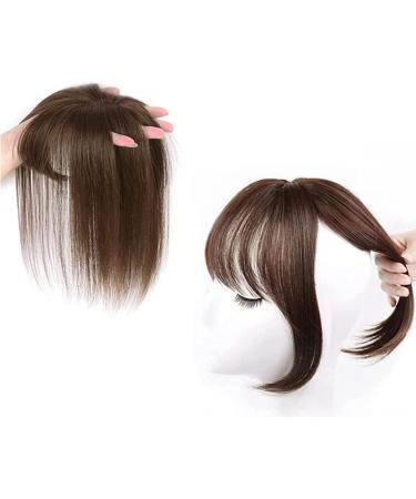 Clip On Bangs Human Hair Toppers Clip In Crown Toppers Hair For Women Straight Toupee Mid Part Wiglets Hairpieces for Mild Hair Loss Volume(Light Brown 25 cm) - Buy Online on GoSupps.com