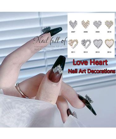Nail Art Glitter Sweet Nail Jewelry Pendants 3D Heart with Pearl Alloy Nail Rhinestones(2008) Style2008 - Buy Online on GoSupps.com