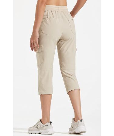 Libin Women's Lightweight Quick Dry Cargo Joggers Capris - Khaki X-Large | Ideal for Hiking, Travel & Outdoor Activities - Buy Online on GoSupps.com