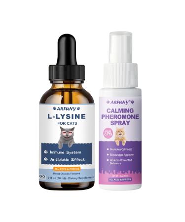 SANTKOL L-Lysine Supplement for Cats - Immune Support - for Feline Respiratory Sneezing Runny Nose Eye Function Cat Calming Pheromone Spray Reduce Scratching Fighting Peeing Marking