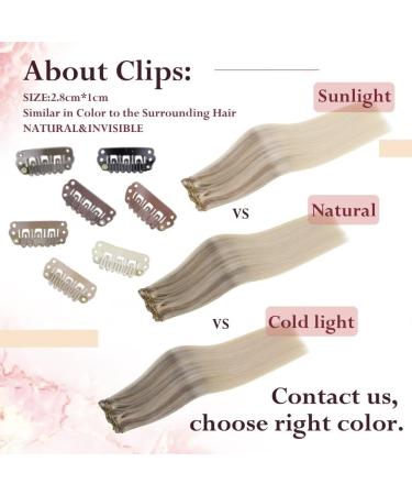 Easyouth Ombre Human Hair Clip in Extensions Blonde Remy | 22 Inch 5Pcs 70g Real Hair Balayage Clips | #18/22/60 Nordic Blonde - Buy Online on GoSupps.com