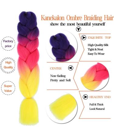 Ombre Braiding Hair Extensions - 6 Pack 24 Inch Pre-Stretched High Temperature Synthetic Hair (C39) | International Shipping - Buy Online on GoSupps.com