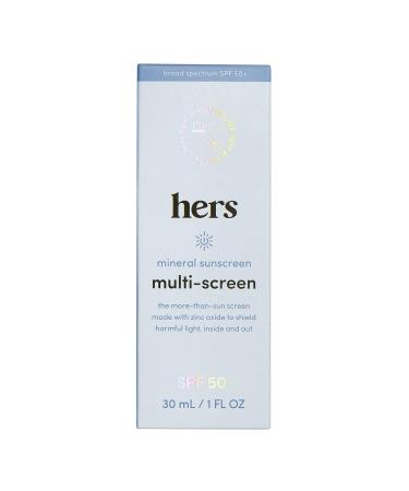 her Multi-Screen Mineral Sunscreen SPF 50+ - Daily Moisturizing Sunblock with UV, UVB, and Blue Light Protection - Buy Online on GoSupps.com
