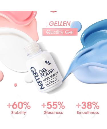 Gellen Gel Nail Polish Kit - Blue Peach Pink White | Popular Solid Colors Set for DIY Nail Art at Home or Salon - Buy Online on GoSupps.com