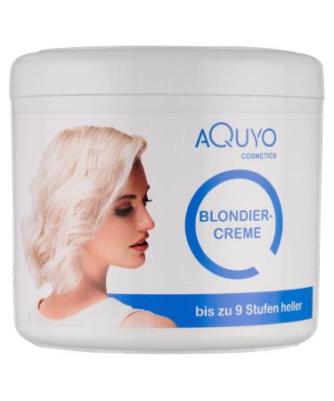 AQUYO Cosmetics Blonde Cream for Blonding or Lightening Hair 500g Blonding up to 9 Levels Brighter Whitening Nourishes Chemically Damaged Hair and Removes Yellowing