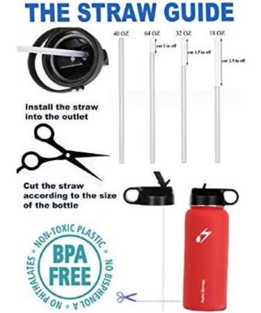 Hydro Energy 8-Pack Replacement Straws for Wide Mouth Hydro Flask Water Bottle (9.5 Inch) - Buy Online on GoSupps.com