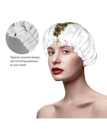 Garland Pine Tree Printed Waterproof Shower Cap for Women - Fits All Head Sizes and Hair Textures | Bath Cap - Buy Online on GoSupps.com