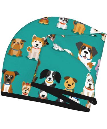 Cartoon Dogs Microfiber Hair Towel - Super Absorbent Wrap for Long Curly & Thick Hair | Quick Dry Coral Velvet Towel for Women - Buy Online on GoSupps.com
