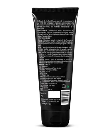 Beardo De-tan Peel Off Face Mask for Men - Purifying & Deep Cleansing (100g) | Removes Dead Cells & Dirt All Skin Types Retain Natural Glow - Buy Online on GoSupps.com