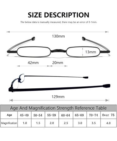 Hubeye Mini Reading Glasses for Men & Women - Super Light Pocket Readers +1.50 Diopters | 2 Pack with Glasses Holster - Black/Gold - Buy Online on GoSupps.com