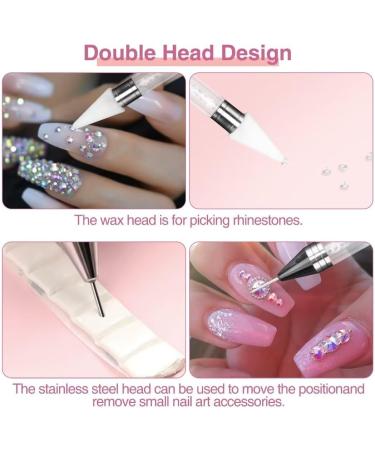 OOTDAY Rhinestone Picker Dotting Pen Dual End Nail Rhinestone Picker Tool with 2 Extra Wax Tips Dotting Pen for Stones Crystals Gemstones White - Buy Online on GoSupps.com