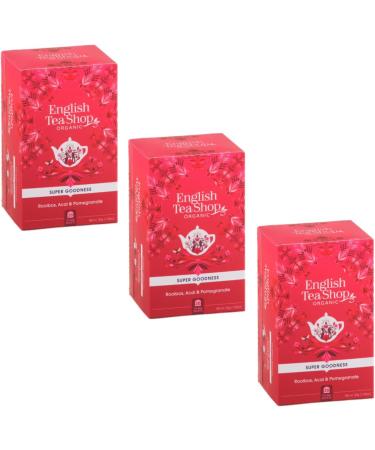  English Tea Shop English Tea Shop | Organic Rooibos Infusion with Pomegranate and Acai Berries | Fruity Rooibos Herbal Tea - 3 x 20 Filters (90g) | Caffeine-Free Fruit and Rooibos Blend for Evening Tea - Buy Online on GoSupps.com
