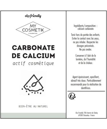 Calcium carbonate - Thickening agent opacifier very mild abrasive - 100% Pure and Natural - MY COSMETIK - 200 g - in kraft bag - Buy Online on GoSupps.com