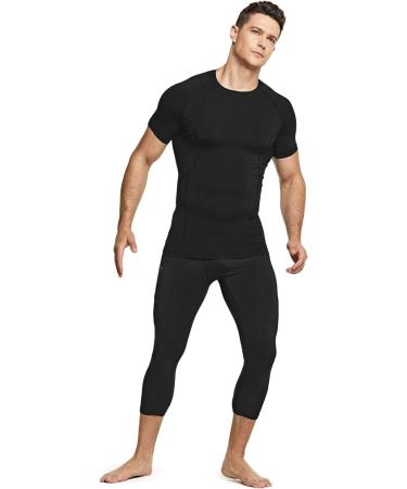 TSLA Men's UPF 50+ Quick Dry Compression Shirt 1/3 Pack - Black X-Large - Buy Online on GoSupps.com