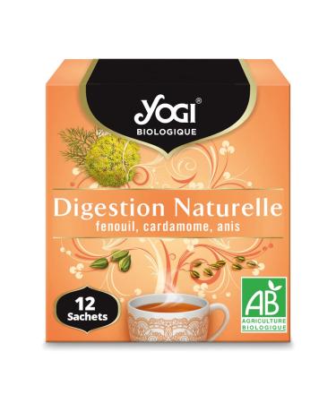 Yogi Organic Natural Digestion, 100% Organic Fennel, Cardamom and Anise Infusion, 12 Heat-sealed and staple-free sachets, 21
