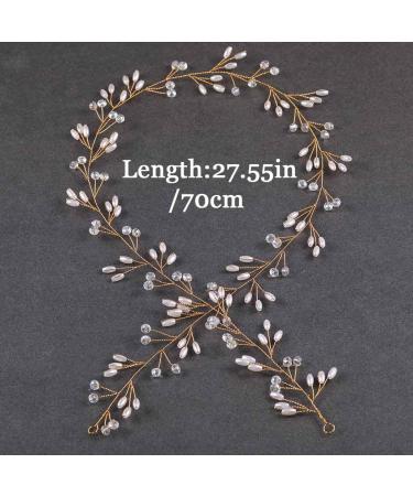 Casdre Pearl Rhinestone Bridal Hair Vine Headpiece - B Gold | Wedding Accessories for Women and Girls - Buy Online on GoSupps.com