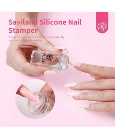 Saviland Nail Stamp Set 03 - Sheerness Jelly French Tip & Pink Gel Polish | Nail Accessories & Stamper for Stunning French Nail Designs - Buy Online on GoSupps.com