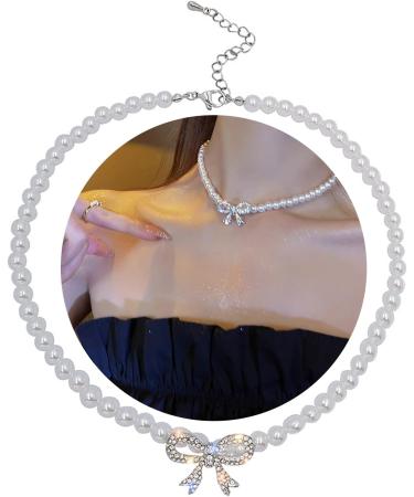 OralGos Elegant Pearl Necklace | Sparkling Bowknot Fashion Jewelry for Any Occasion - International Shipping - Buy Online on GoSupps.com