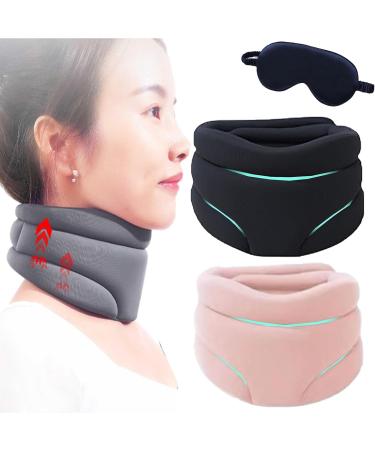 Slumberzen Snoring Solution Cervicorrect Neck Brace Soft Collar Neck Brace Slumber Zen Sleep Neck Brace for Sleeping Support Neck Pillows for Pain Relief (Black-Pink)