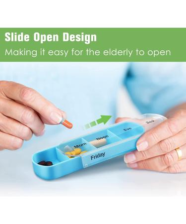 FINPAC Weekly 4 Times a Day Pill Organizer in Slide Open PU Leather Case - Lilac Marble - Buy Online on GoSupps.com