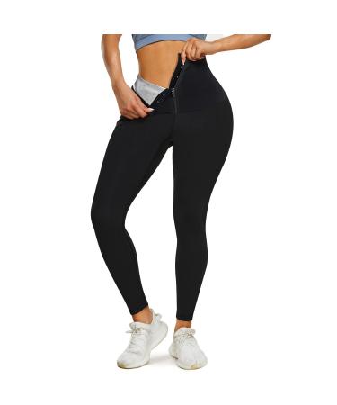 Bingrong sauna sports pants women weight loss pants high waist sweats sweat pants sweat jogging pants long thermo running pants training pants sweatose sauna pants leggings pants xl black