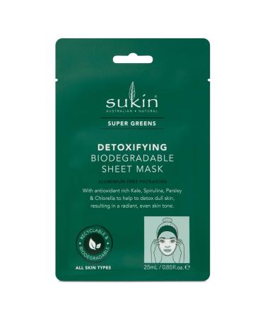 Buy Sukin Super Greens Detoxifying Sheet Mask Sachet - Pack of 8 | Natural Skincare | International Shipping Available - Buy Online on GoSupps.com