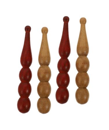 FOMIYES 12 STK Pearl Massage Beast Body massage tab acupuncture massage massage wood tools Massage hand massage devices portable massage tab manual acupressure rod Handbook Red pear