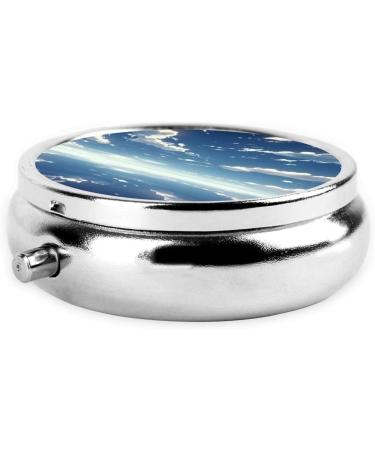 Buy Blue Sky & White Clouds Portable Metal Pill Box - 3-Compartment Travel Case for Small Pills | Hinged Design for Easy Use - Buy Online on GoSupps.com
