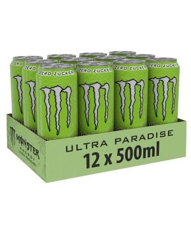 Monster Energy Ultra Paradise - Sugar-Free Caffeine Drink (12 x 500ml) - Refreshing Apple Kiwi & Cucumber Flavor - Zero Calories Convenient 12 Pack - Buy Online on GoSupps.com