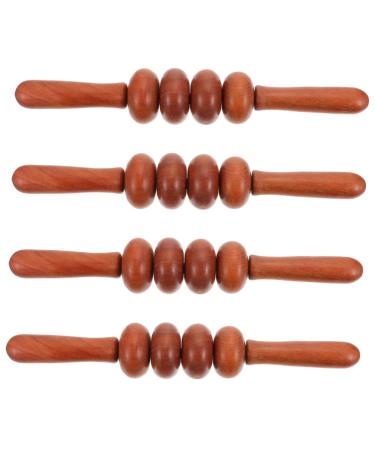 Minkissy four-wheel massager with 4 wheels hand massage tool wooden massage roller body relaxation massage device wooden massage device roller leg rosewood lower back four wheels fitness