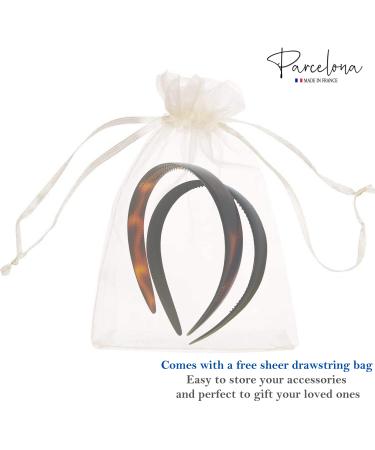 Parcelona French Wide 3/4 Shell Brown and Black Celluloid Headbands for Women - Set of 2 - Buy Online on GoSupps.com