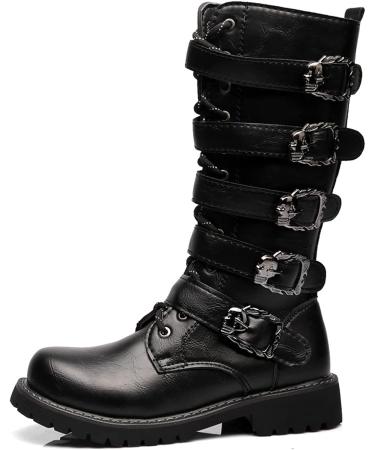 Tebapi Men's Waterproof Leather Motorcycle Boots - Black, Size 10.5 - Buy Online on GoSupps.com