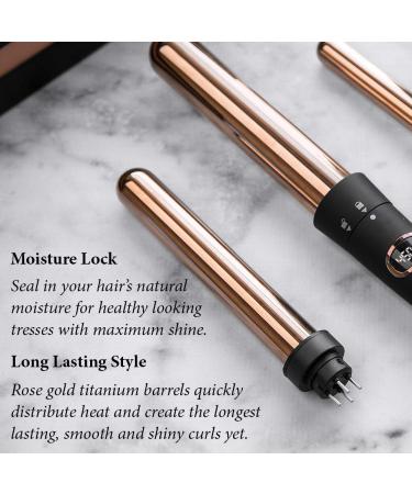 FoxyBae Rose Gold 3-in-1 Curling Wand - Ionic Professional Curling Iron with Temperature Control for Perfect Curls - Buy Online on GoSupps.com