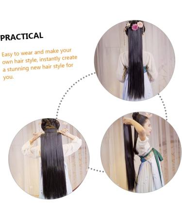 DOITOOL Hair Extension Wig Natural Hair Wig Curly Hair Extensions Synthetic Hair Extensions Black Frontal Wig Natural Hair Extensions Long Straight Hair High Temperature Wire Miss Hairpin 75X16CM Black - Buy Online on GoSupps.com