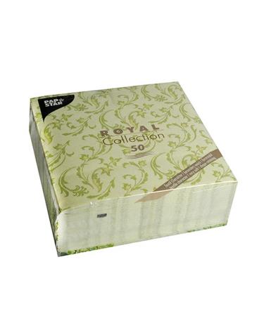 Papstar 50 napkins "ROYAL Collection" 1/4 fold olive green "Damascato" 85001 40 x 40 cm Olive green 7.8 x 20 x 20 cm