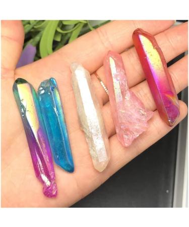 5 Pack Natural Crystal Points Rainbow Titanium Treated Quartz Rods Natural Quartz Crystal Minerals s - Buy Online on GoSupps.com