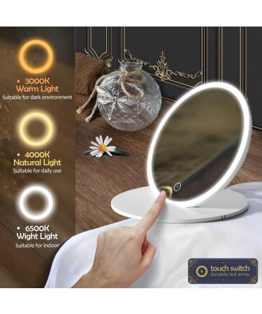 GANPE LED Makeup Mirror with Lights | 3 Color Modes | Touch Control | 2.5X Magnifying | Portable Rechargeable | White - Buy Online on GoSupps.com