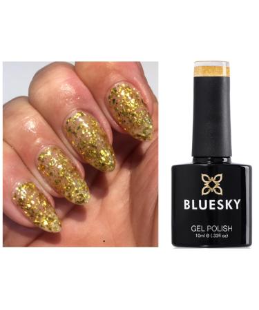 Bluesky Brilliant Gold Yellow Glitter Nail Gel Polish UV LED Soak Off 10ml