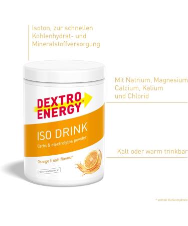 Dextro Energy ISO Drink Orange Fresh 440g | Isotonic Electrolyte Powder | Gluten-Free Lactose-Free Hydration - Buy Online on GoSupps.com