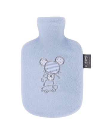 Fashy hot water bottle for children with fleece cover light blue 0.8 L pack of 1 assorted designs (1 x 1 piece)