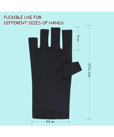 2 Pairs Women's Anti-UV Fingerless Gel Manicure Gloves - Black Hand Protection for Nail Design & Drying - One Size - Buy Online on GoSupps.com
