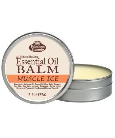 Fabulous Frannie Muscle Ice All Natural Essential Oil Healing Balm Made with Sunflower Oil Coconut Oil Shea Butter Beeswax Soy Wax Aloe Vera and Pure Essential Oils 3.5oz Tin Muscle Ice 3.5 Ounce (Pack of 1)
