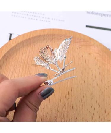 Yzurbu 6pcs Butterfly Hair Clips - 3D Metal Moving Wings Hair Barrettes for Women and Girls (Silver) - Buy Online on GoSupps.com