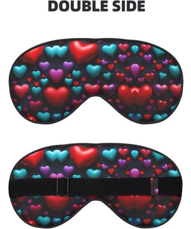 Romantic Reds Heart Print Unisex Sleep Mask - Double-Sided Eye Mask for Sound Sleep & Skin Care - Black - Buy Online on GoSupps.com