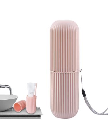 Toothbrush case toothbrush case for on the go - dustproof travel case for toothbrush and toothpaste - multifunctional travel toothbrush mug organizer for home travel business camping school pink