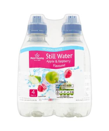 Morrisons Eau calme sans sucre ajout aromatis e la pomme et la framboise 4 x 250 ml