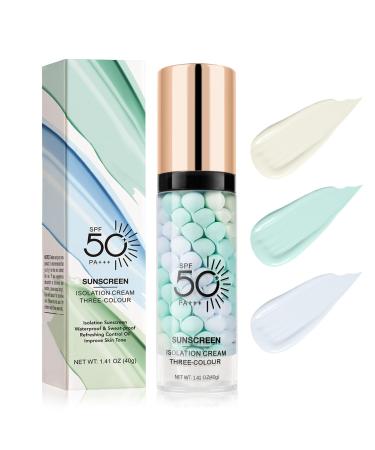 KYDA Color Corrector SPF 50 PA+++ Isolation Sunscreen Cream One Step Brightening Primer to Even Skin Tone Moisturizing Makeup Primer Natural Fair Finish Refreshing Oil Control Lime Blue Mint